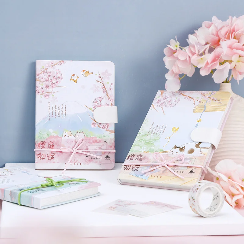 

1Pc A5 Hardcover Illustration Journal Notebook Magnetic Gesp Colorful Page Student Poison Diy Postbook Notepad