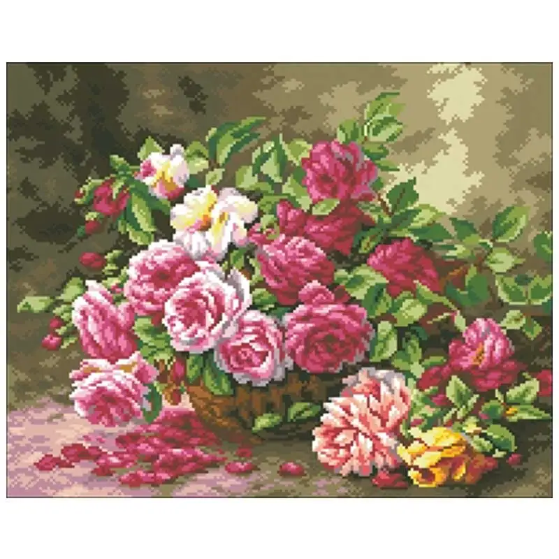 

Blooming roses in a basket Counted Cross Stitch 11CT 14CT 18CT DIY Cross Stitch Kits Embroidery Needlework Sets home decor