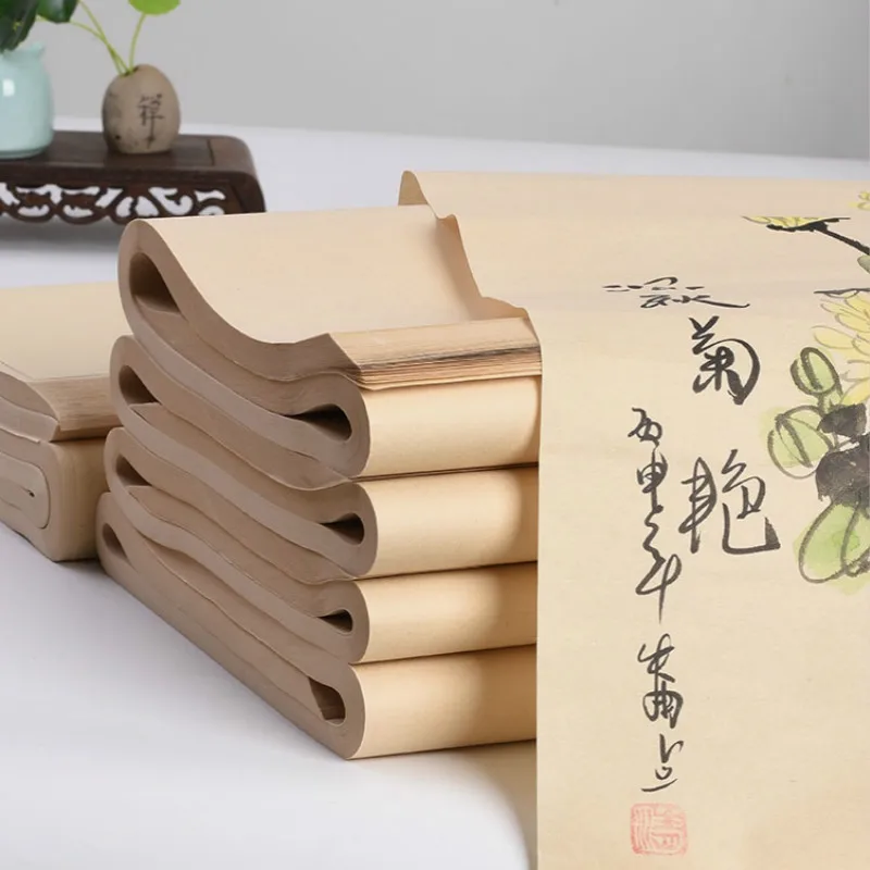 Half-Ripe Gold Foil Xuan Paper Chinese Rice Paper for Painting Calligraphy 100shees Bamboo Pulp Paper with Scattered Gold Spot