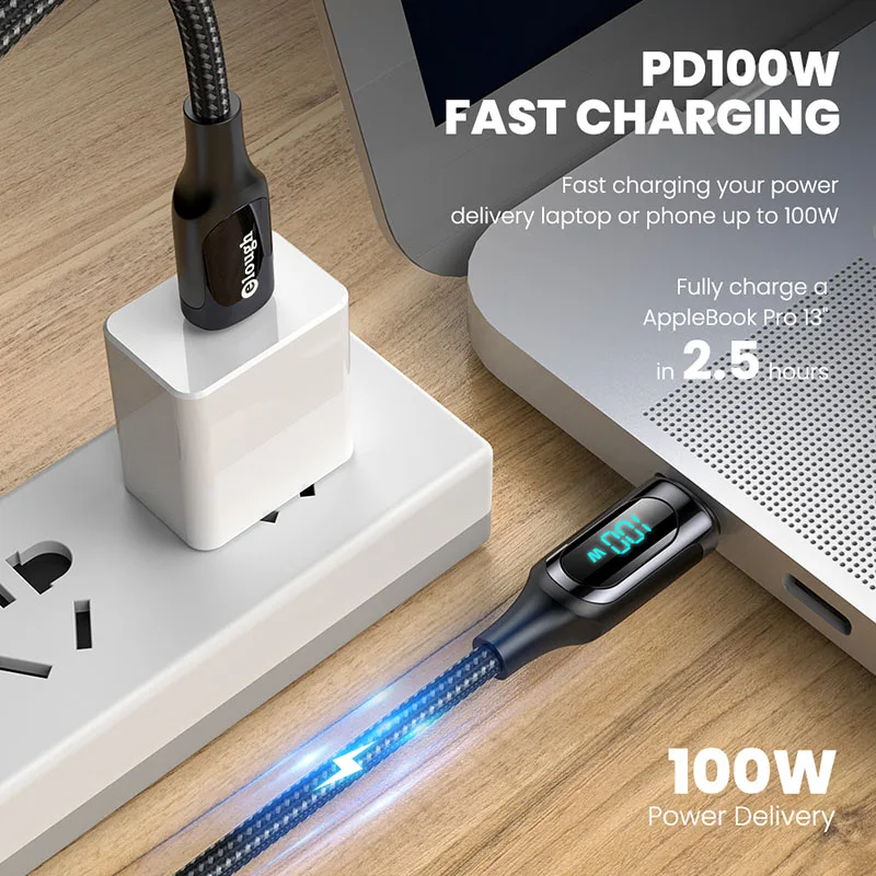 Elough LED 100W USB C To Type Cable PD Quick Charge 4.0 Type-C For Xiaomi POCO X3 Huawei Samsung Phone Charging Cord | Мобильные