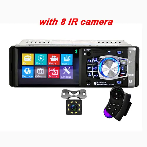 Camecho 1 din автомобильное радио стерео 4,1 ''HD авторадио FM Bluetooth USB AUX FM радио 4012B MP3 аудио плеер Поддержка камеры заднего вида - Цвет: with 8 IR camera