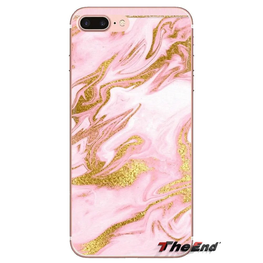 Мягкий корпус Чехол розовое золото блеск мраморные полосы для LG Spirit Motorola Moto X4 E4 E5