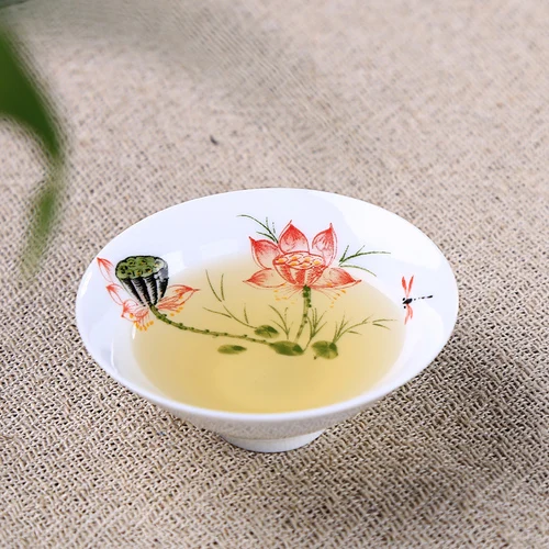 Water lily Цзиндэчжэнь дропшиппинг чайный набор ручная роспись Ли кунг-фу чайная чашка pu черный чай tieguanyin керамические маленькие чашки - Цвет: Water lily