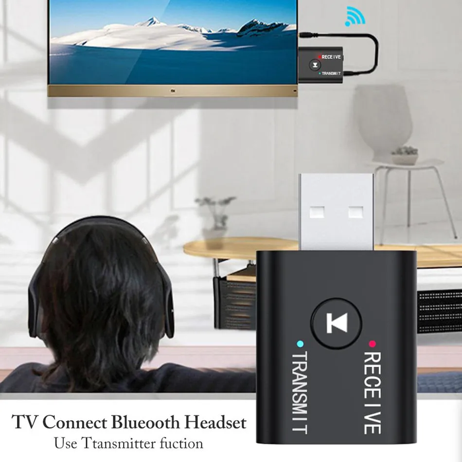 Мини аудио ресивер Bluetooth VIKEFON 5.0 стереоприемник AUX RCA USB комплект со штекером 3 5 мм