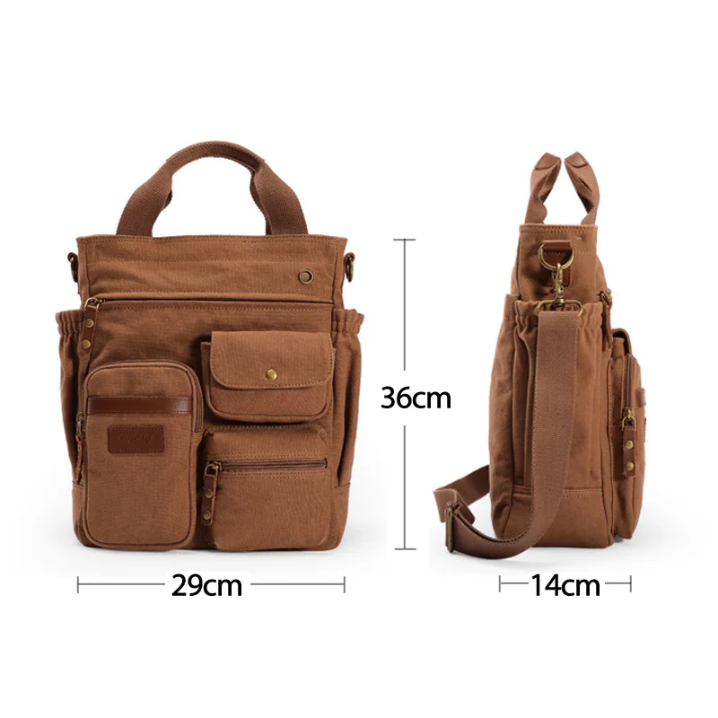 business men canvas handbag casual large crossbody shoulder bag vintage tote male office handbags retro brown satchel bags xa74c free global shipping