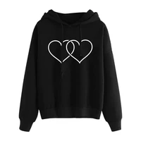plu size winter 2022 hooded women sweatshirt streetwear loose fit long sleeve pullover hoodie autumn winter double heart printed