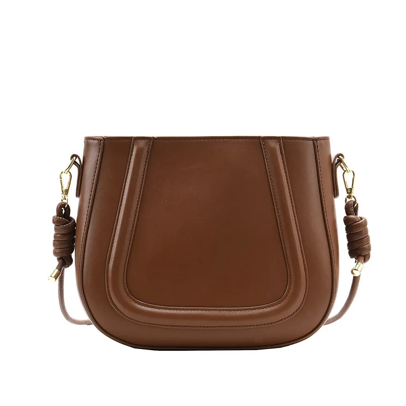 

Vintage Pure Color Saddle Bag Mini Crossbody Bags High Quality PU Leather Handbag for Women 2021 Winter Purses Designer Bag