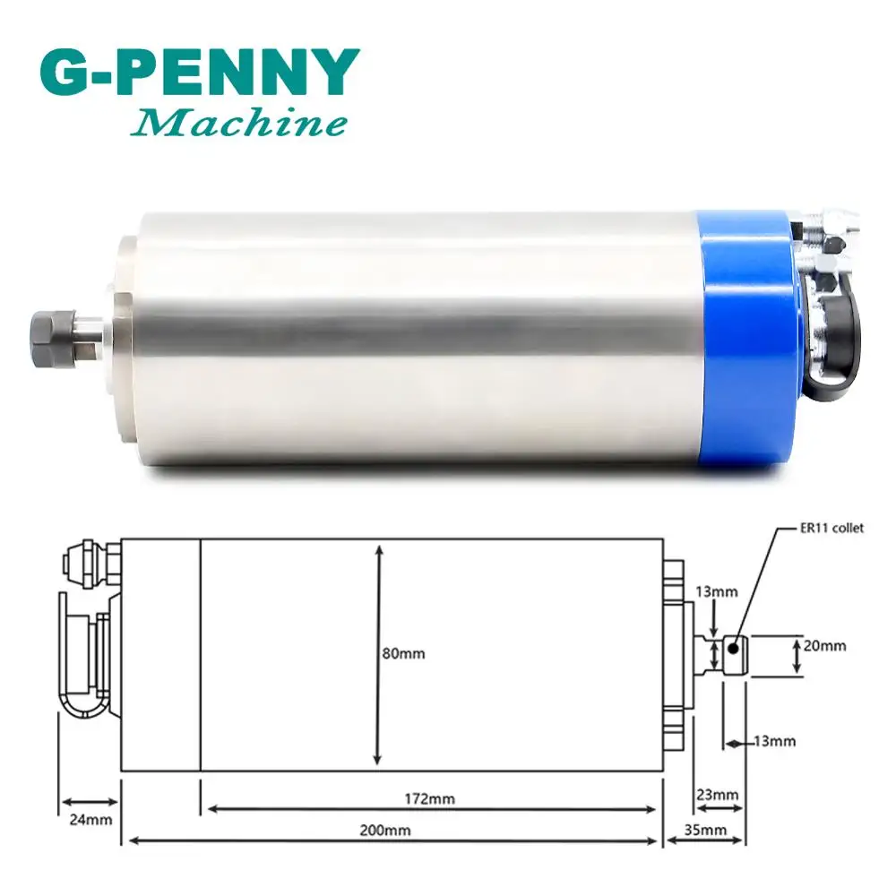G penny CNC шпиндель водяного охлаждения 1 5 кВт ER11 деревообрабатывающий мотор 80x200 мм и