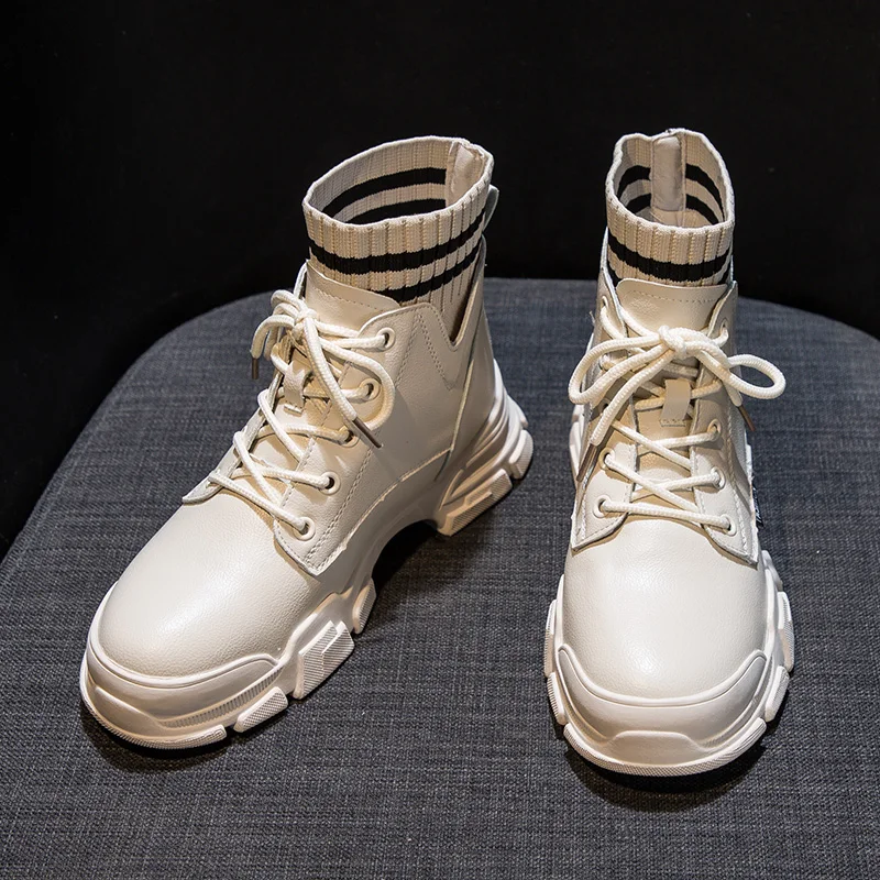 Осенние женские ботинки из искусственной кожи полуботинки мартинсы для женщин