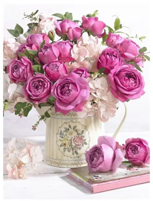 Diy Алмазная картина пион Цветочная ваза мозаика вышивка стежок декорации горный