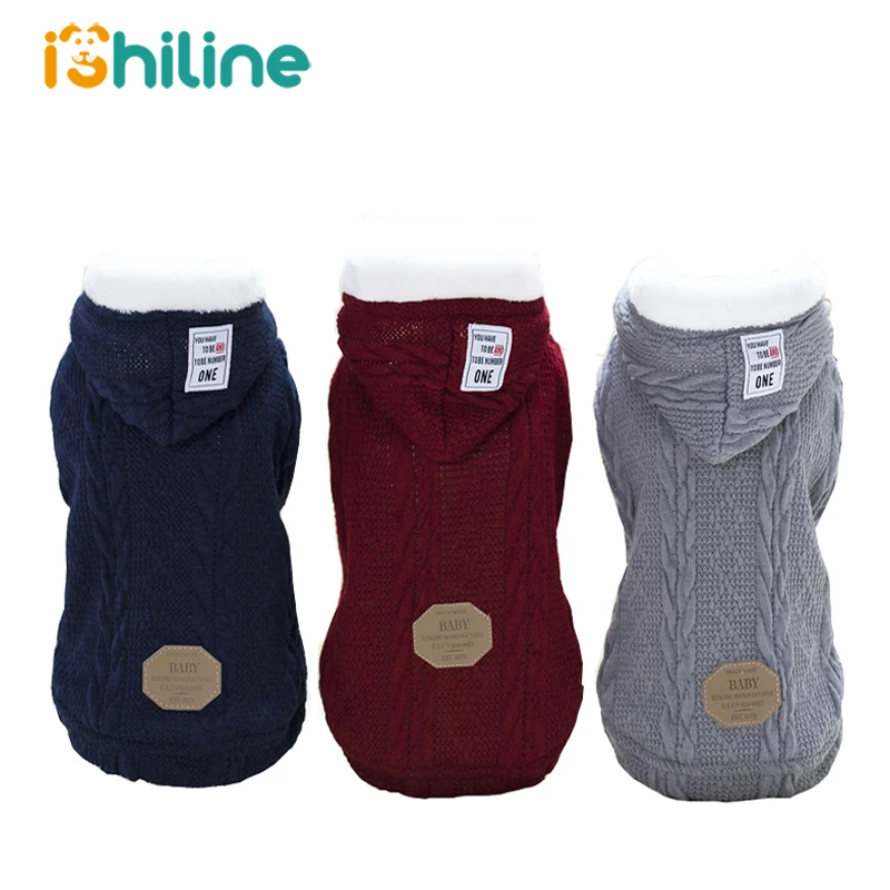 Осенне зимняя одежда для домашних животных теплое вязаное акриловое пальто