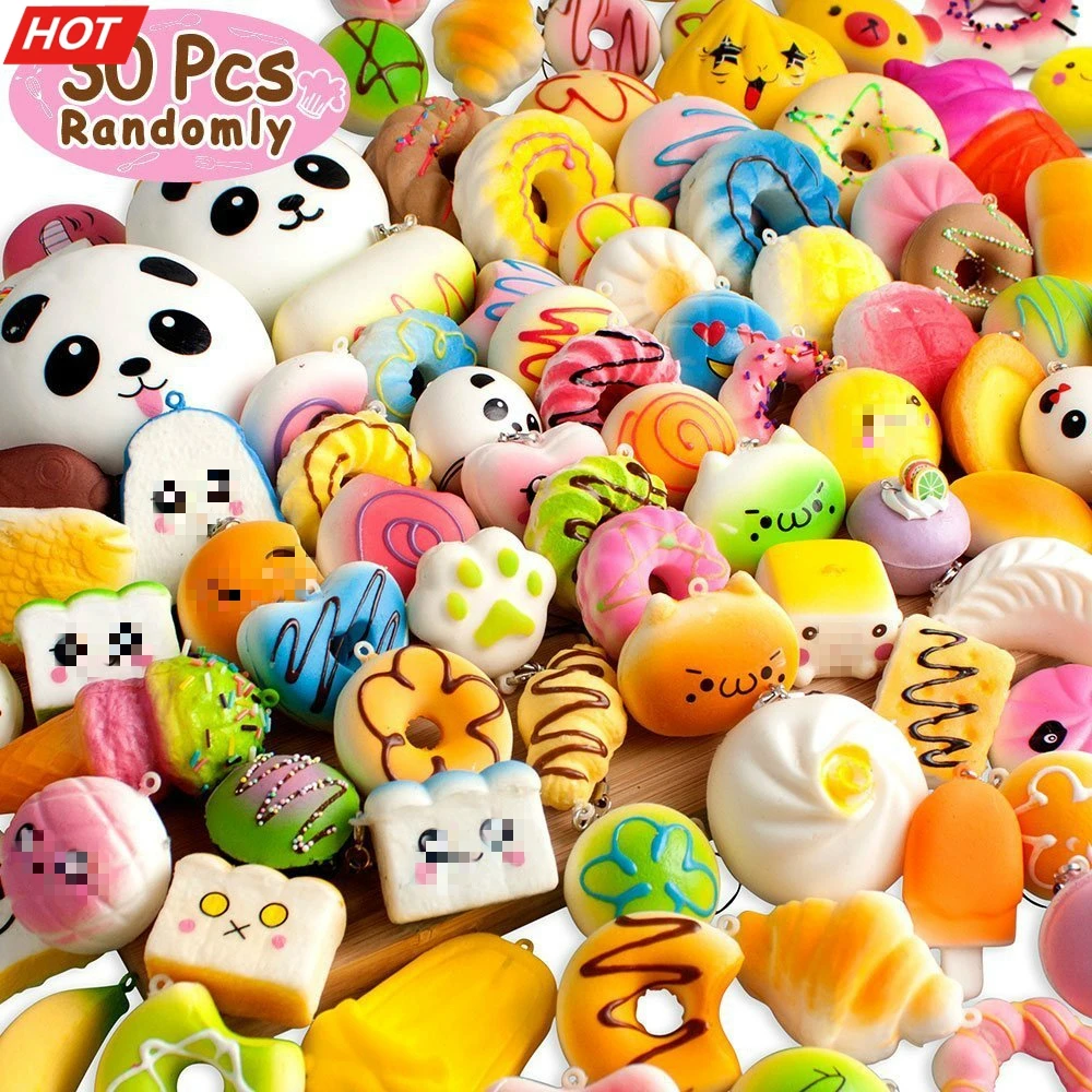 

10/30 шт. Kawaii мягкая еда медленно поднимающийся хлеб торт пончики красивые игрушки-животные для детей, игрушка для снятия стресса, игрушки на в...