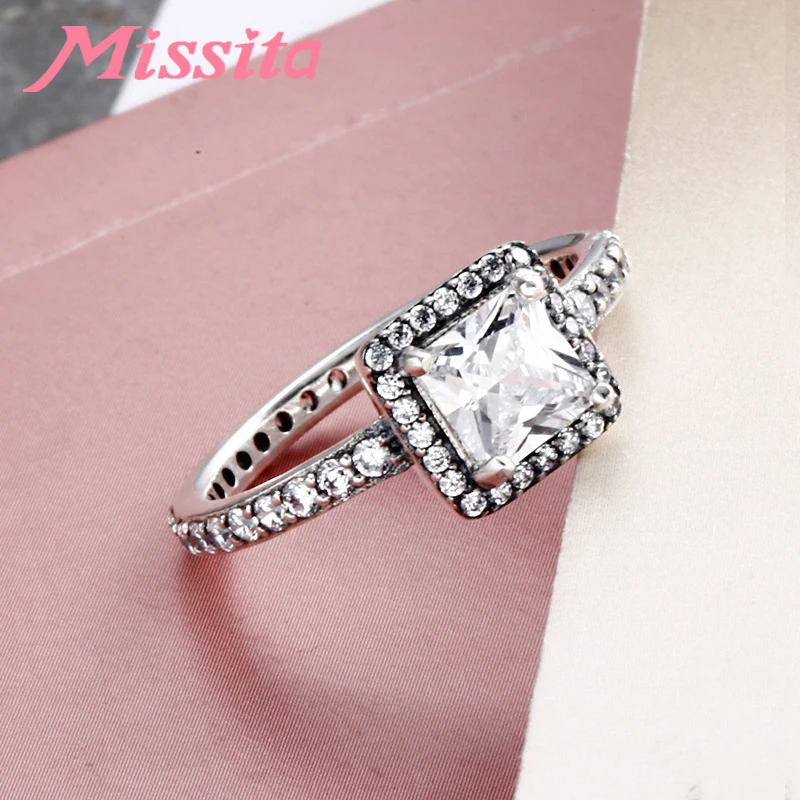 MISSITA 2019 новые серебряные цветные Квадратные Кольца для пальцев прозрачный