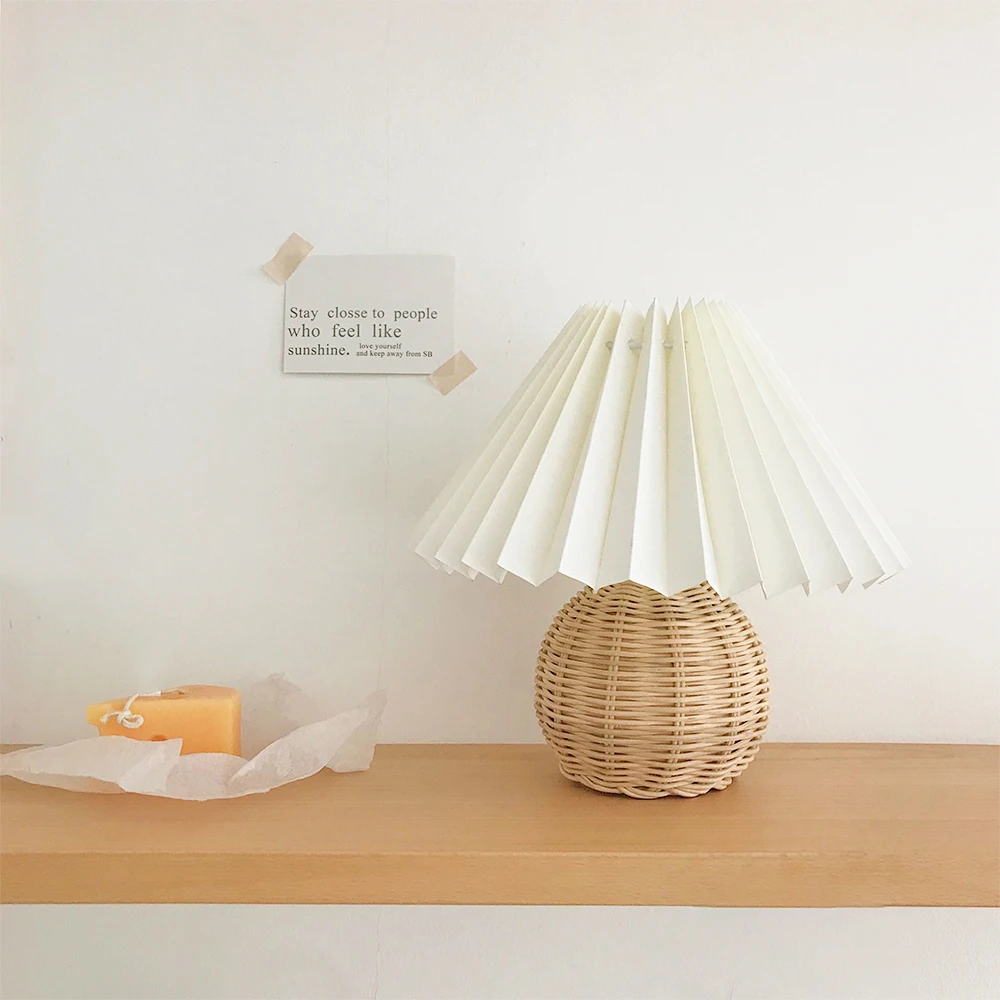 Настольная лампа из ротанга с светодиодный прикроватная настольная