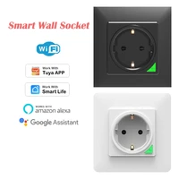 1 5pcs wireless wifi smart socket 16a eu plug for tuya smart life app timer home automation compatible with alexa google home