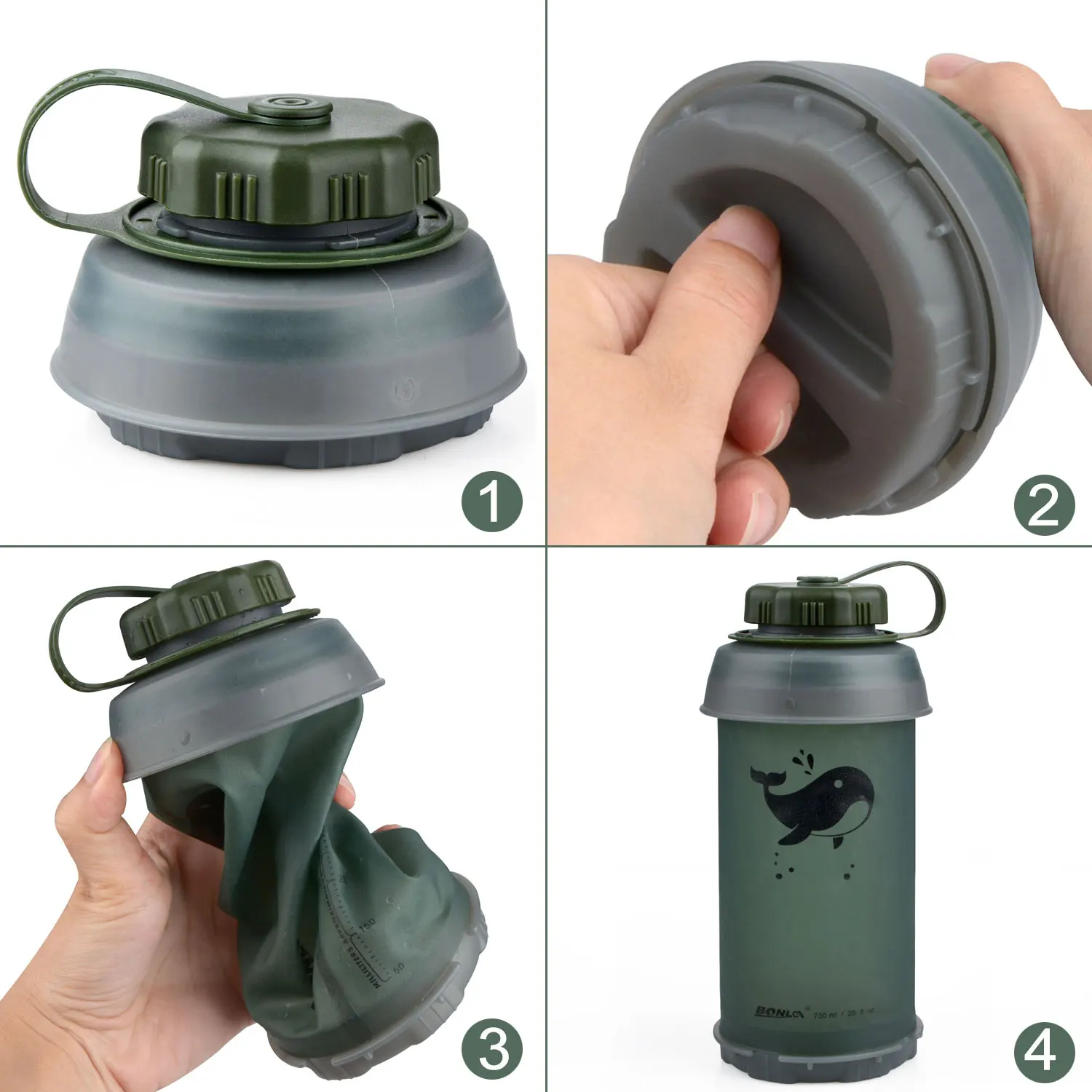 

750ml Collapsible Folding Drink Water Bottle Camping Travel Outdoor