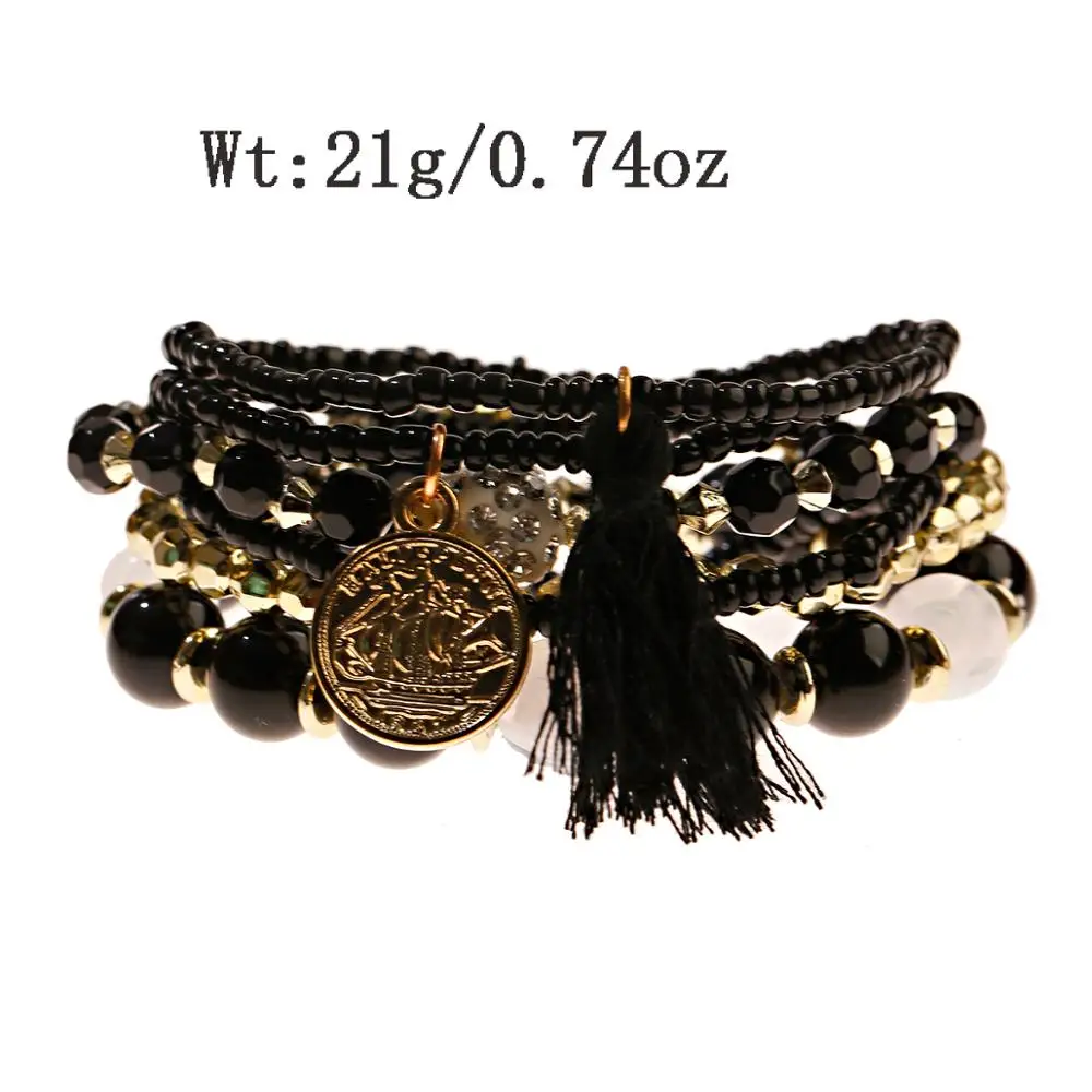 5 шт./комплект женские браслеты с бусинами и кисточками | Украшения аксессуары
