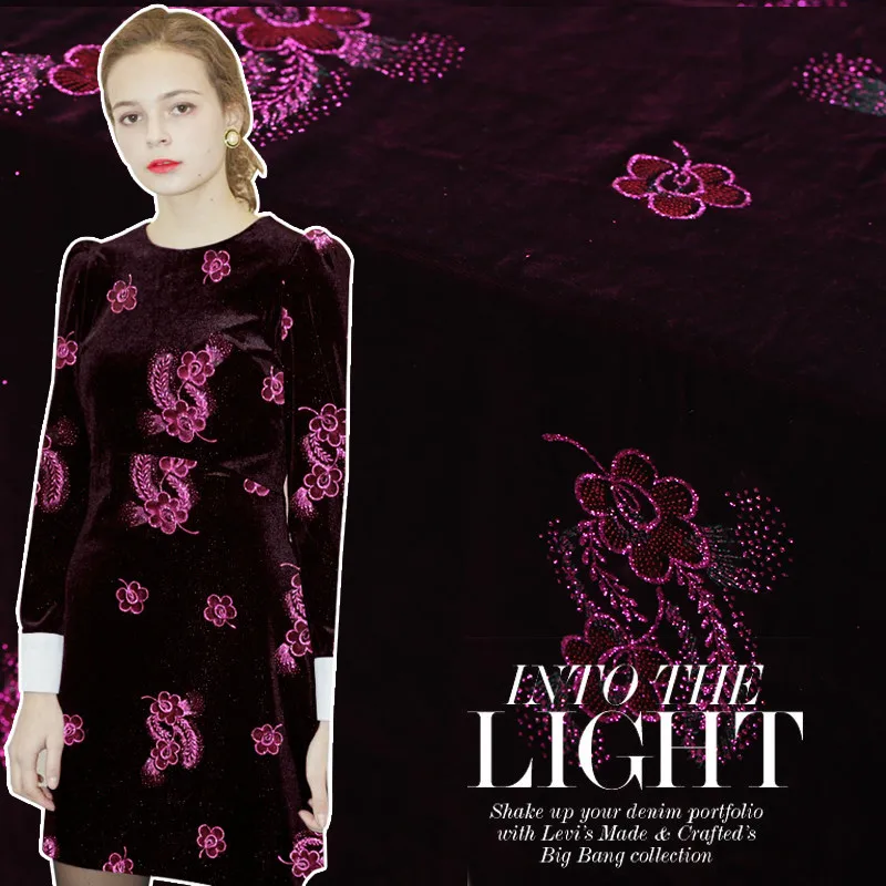 114 см широкая бронзовая шелковая бархатная ткань непроницаемая Модная для