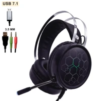 n music gaming headset with microphone headphones surround usb 7 13 5mm wired earphone for pc computer x box one ps4 rgb light