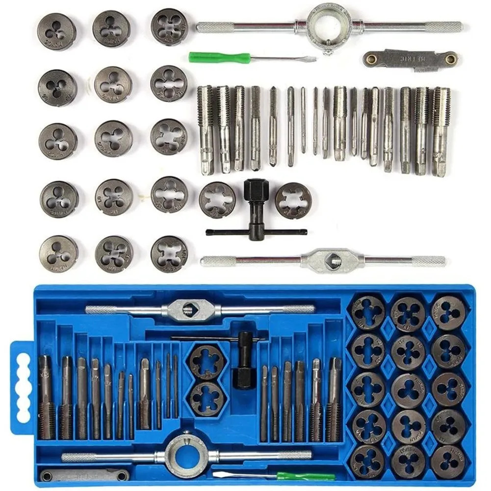 

40pc Metric Thread Tap Wrench And Die Set Stocks Die Hinge Hand Frame Tooth Gauge Screwdriver Hand Tools Cutting Repair Remove