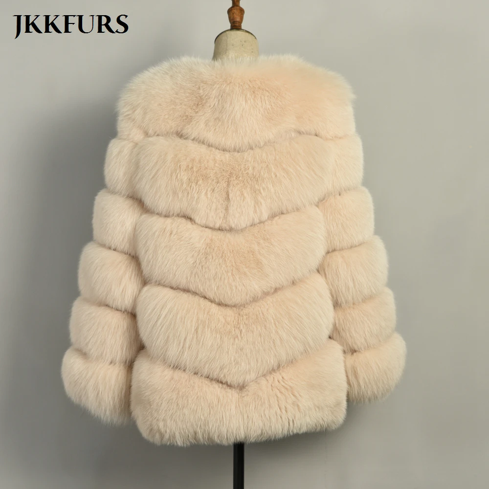 

2021 Women's Real Fox Fur Coat Thick Warm Fur Jacket Natural Fluffy Furry Fur Outwear S7574