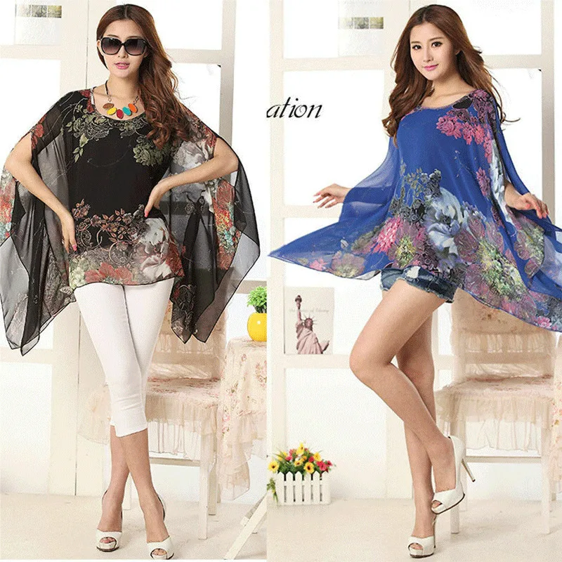 Популярная Осенняя модная женская шифоновая блузка с принтом Солнцезащитная