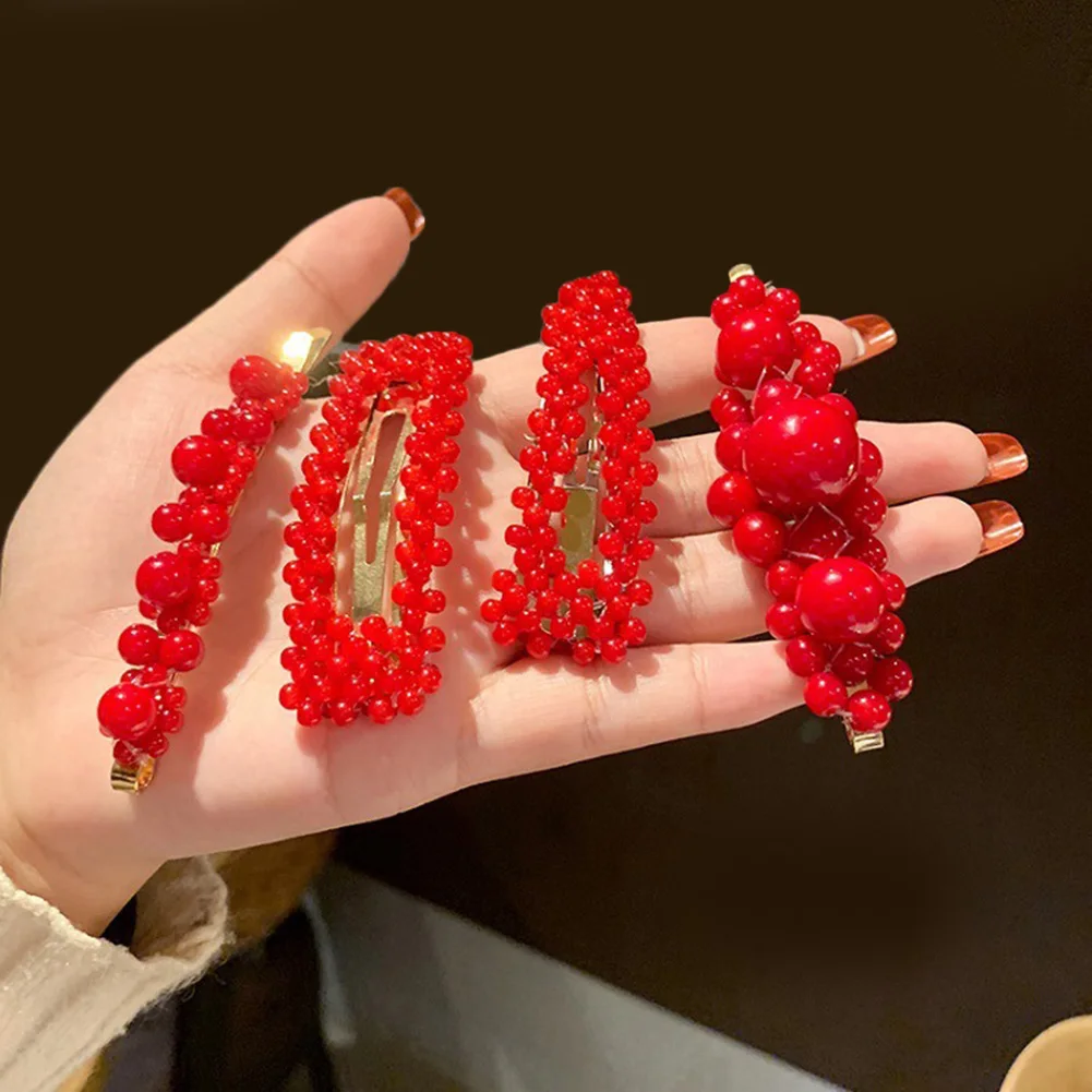 1 шт. новые красные модные геометрические заколки для волос из сплава с красным