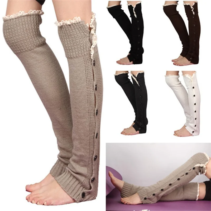 

Winter Women Gaiters Cuffs Knitted Leg Down Cotton Lace Kintting Boot Socks Knit Warmers Knee High Warm Socks Knit Leg Warmers
