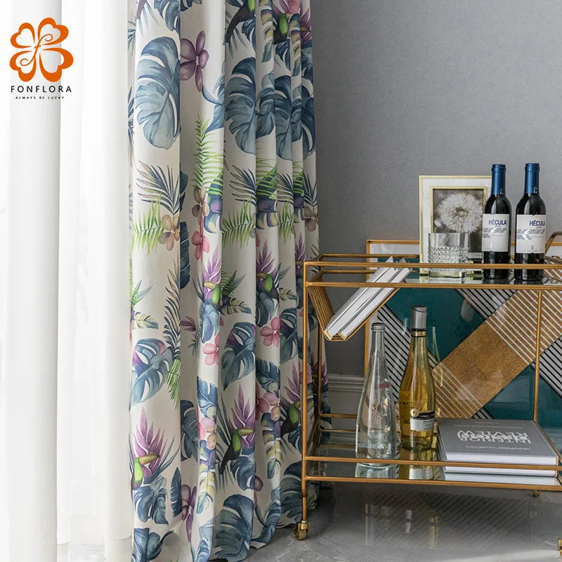 

American Retro Floral Printed Curtains for Living Room Pastoral Style Semi-Blackout Drapes Bedroom Window Treatments Panel Blind