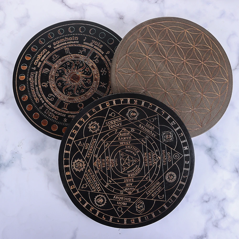 

Жизненный цветочный узор 7-чакра, Кристальный энергетический Диск, Дубовая ведьма, гадания, маятниковая доска, деревянная карвенная доска, а...