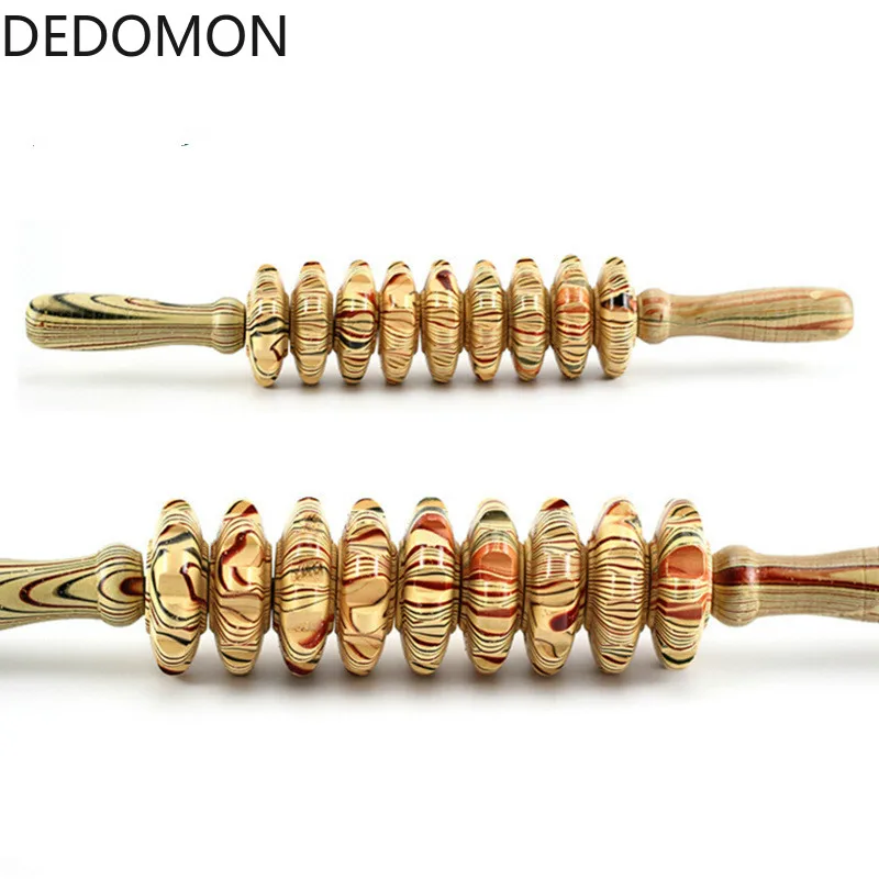 

9-Wheel Wooden Abdomen Massager Multifunctional Fitness Roller Stick Muscle Relax Tool Body Anti Cellulite waist Massage
