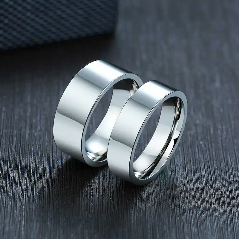 

6mm 8mm Wide Stainless Steel Rings High Polished 2021 New Fashion Classic And Generous For Men's And Women's Ring Jewelry Gift