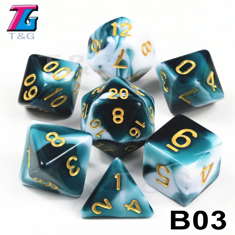 7 шт./компл. многогранные TRPG игры для подземелий драконов непрозрачные D4-D20 многогранные кости Поп для настольной игры