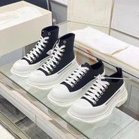 2021 new mcqueen canvas shoes womens thick soled mens and womens old shoes high tops increase the trend of white shoes