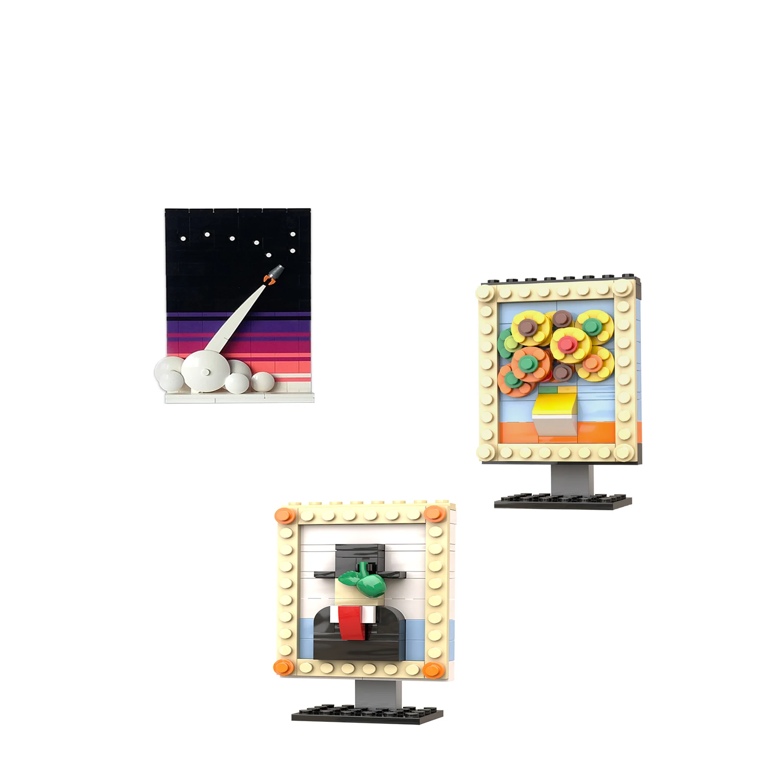 

MOC Starry Sky Wall-mounted Bricks Painting Famous Sunflower Rocket Ursa Building Block Sets Art Design Model children's toys