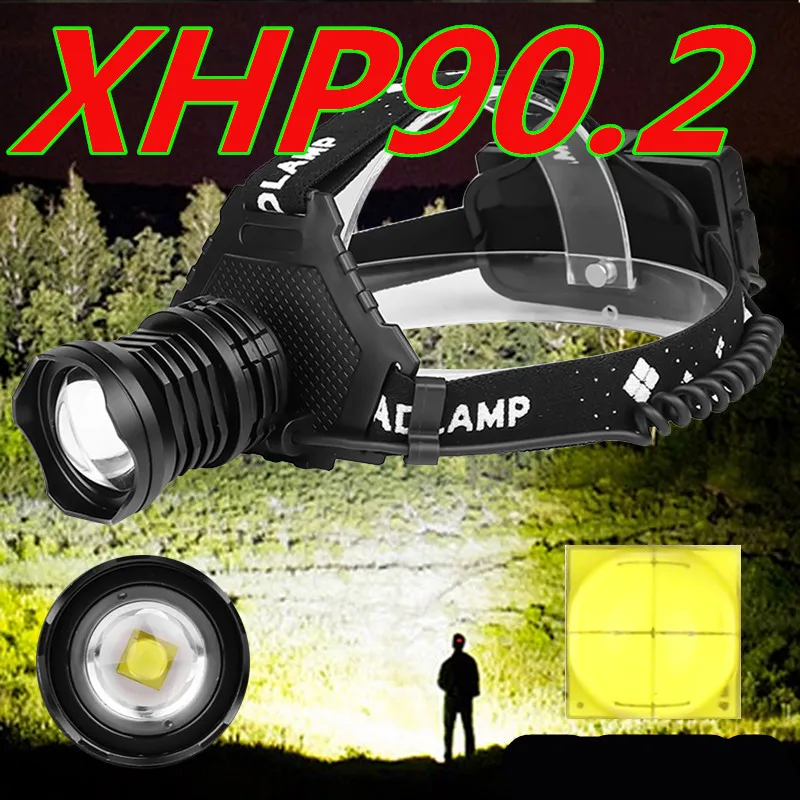 

Powerful 8000LM XHP90.2 LED Headlamp USB Rechargeable Headlight Waterproof Zoomable Power Bank Fishing Light Using 18650 Battery