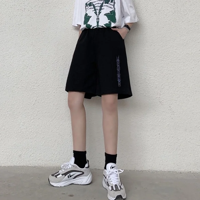 

Sports Shorts Women's Summer Fifth Pants Loose Fashion Ins2021 New High Waist Student Casual Black Middle Pants Women