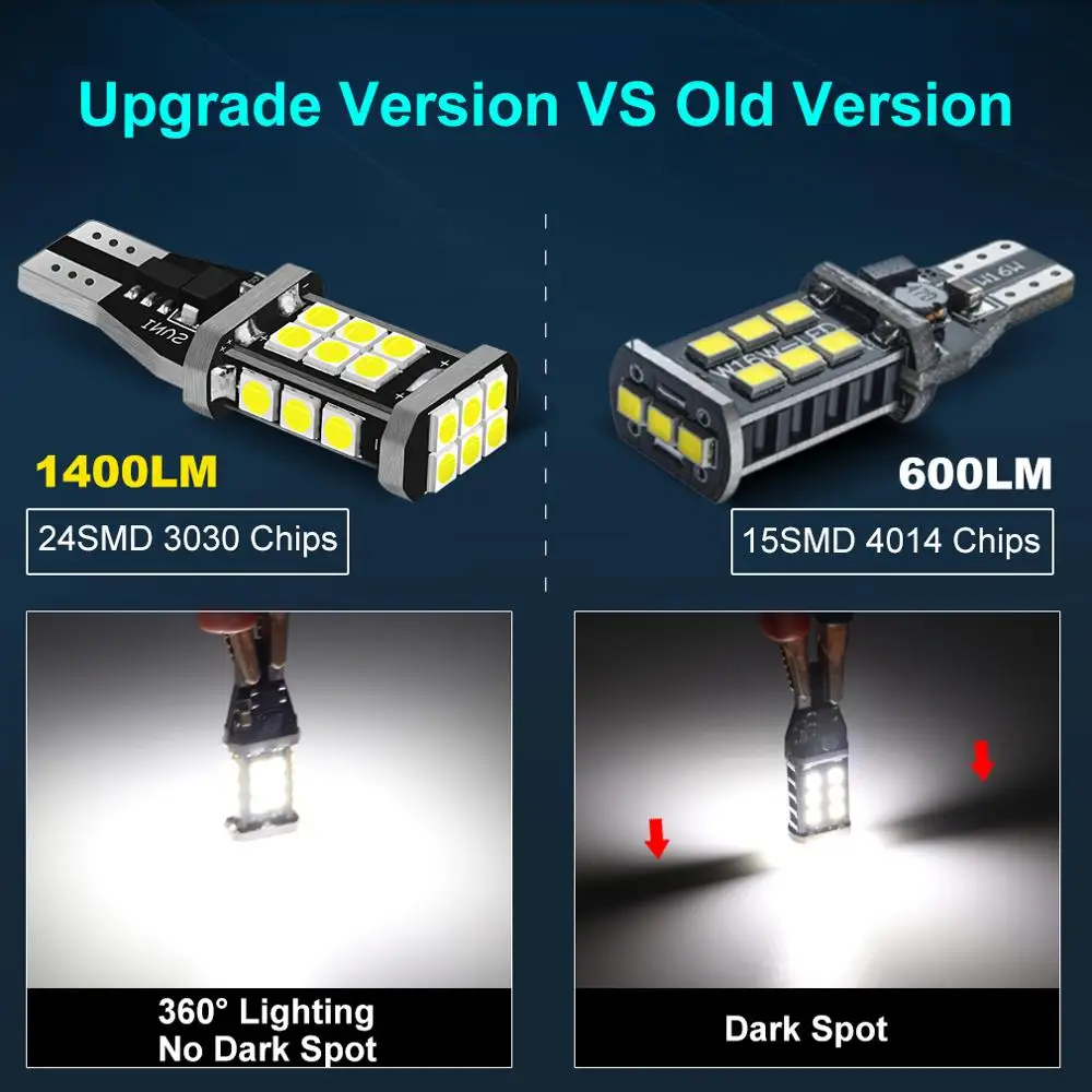 W16W T15 светодиодные лампы 921 912 Светодиодная лампа 3030 SMD Canbus OBC без ошибок