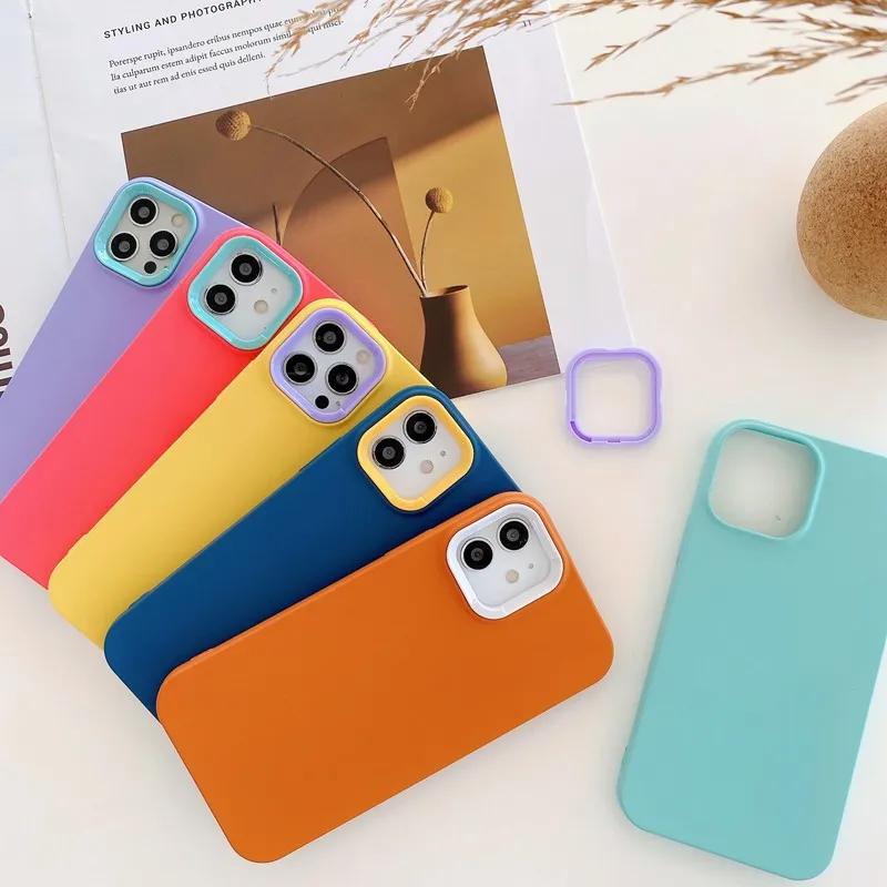 

2 in 1 Camera Original Liquid Silicone Phone Case For iPhone 13 12 11 Pro XS MAX XR X SE 2020 7 8 Plus Rubber Soft Candy Cover