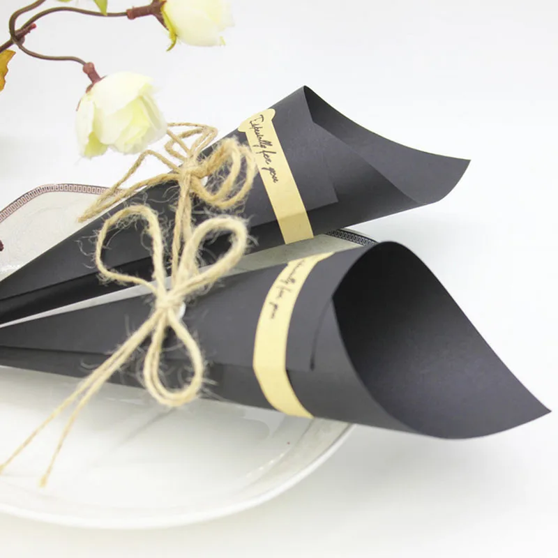 50x ручной работы из крафт бумаги коробка для конфет с веревочной биркой Свадебный