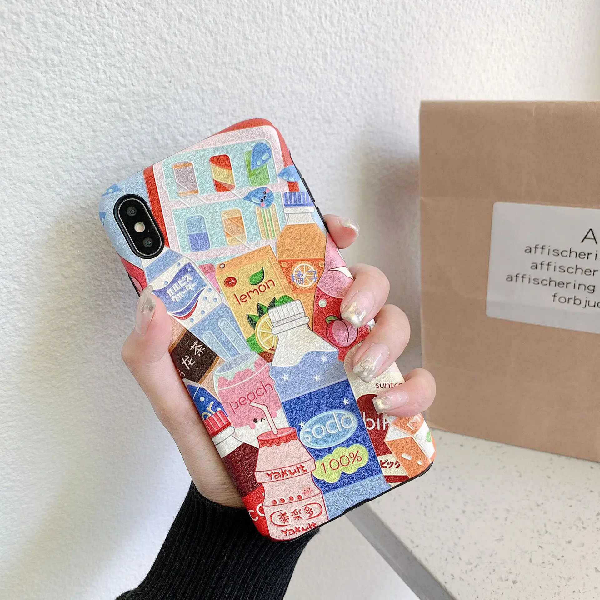 Kawaii японский напиток персиковая иллюстрация чехол для iPhone X Xsmax XR Xs 7 Puls 6 6S 8 Чехлы