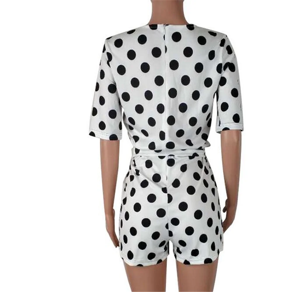 

2021 Europe and America new fashion polka dot short loose jumpsuit women's summer casual style