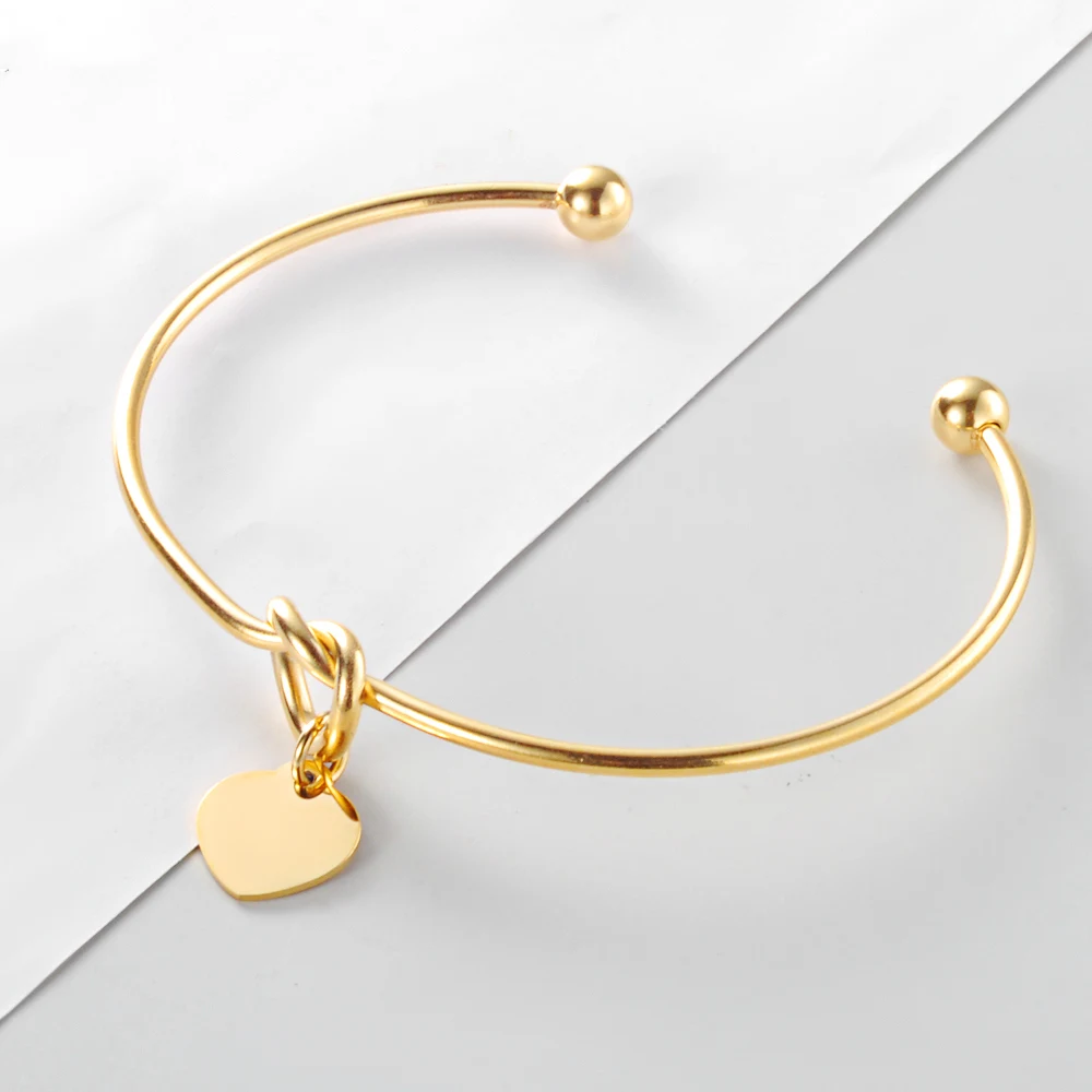 Браслет-манжета ELANUOYY из нержавеющей стали с сердцем и узлом, модные ювелирные изделия, подарки