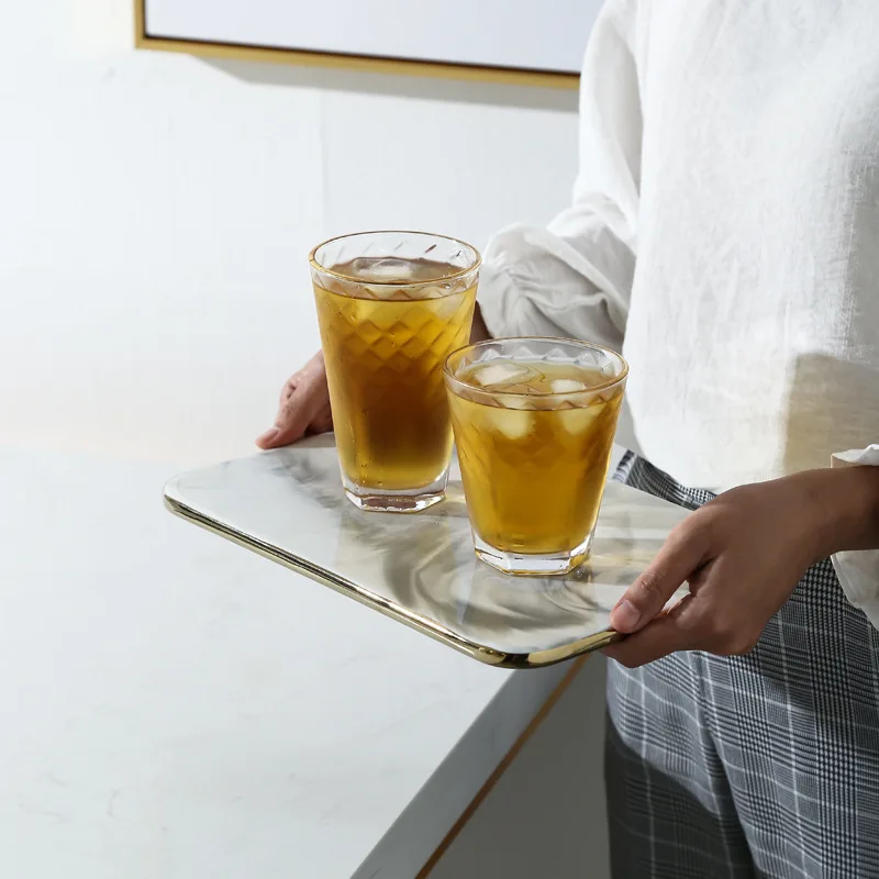 

Gold Inlay Marble Ceramic Plates Porcelain Sushi Plate Desserts Cake Kitchen Dinnerware Chopping Paddle Board Tray Decoration