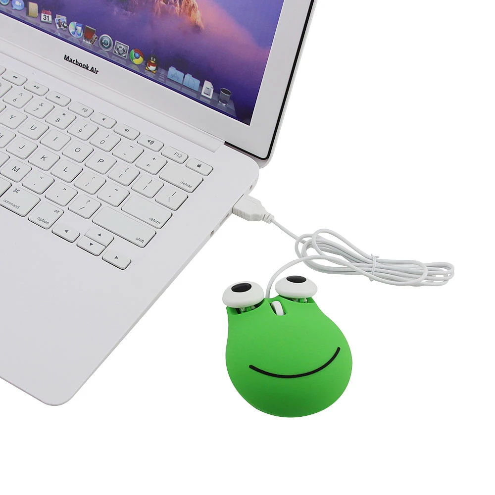 

Wired Mini Mouse Cartoon Cute Frog Design Computer Mause 1600 DPI USB Optical Small Hand Creative Kids Gift Mice For PC Laptop