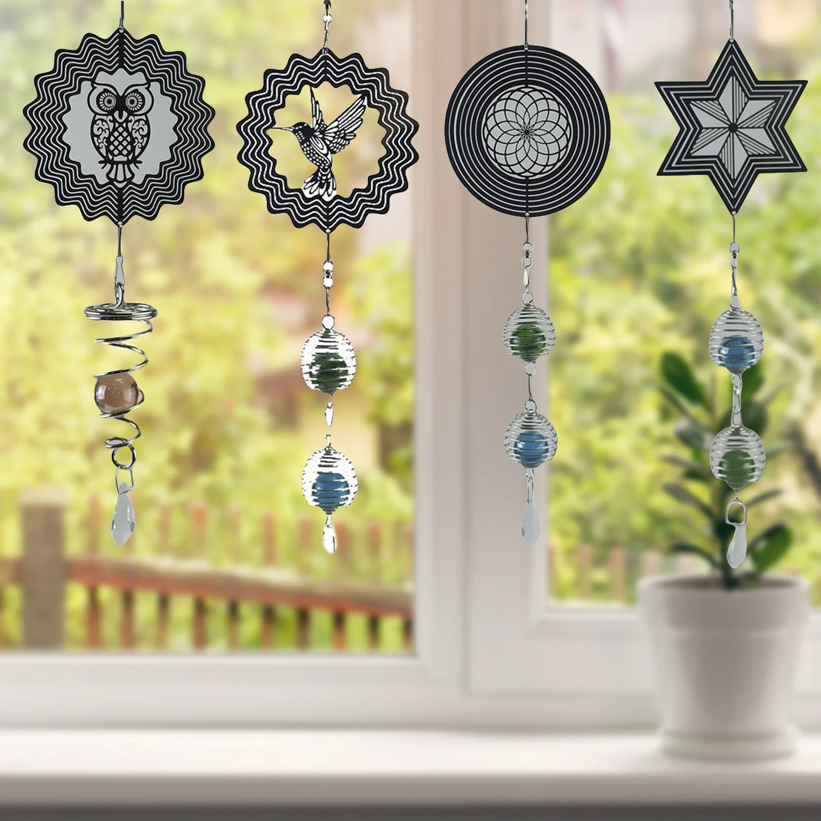 

Windchime с подшипником из нержавеющей стали, металлический вращающийся Спиннер, Декор для дома, сада, заднего двора