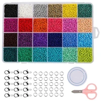 24 grid glass beads 4mm loose beads paint beads colorful millet beads set accessories