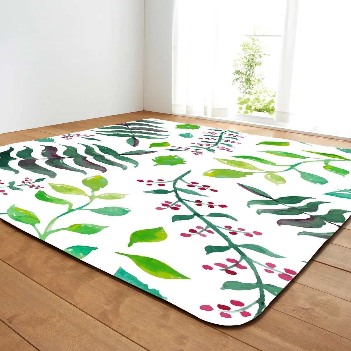 

Carpet for Living Room Bedroom Floor Mat Floral Pattern Absorbent Non-Slip Home Decor Area Rugs Coffee Table Mat White Black