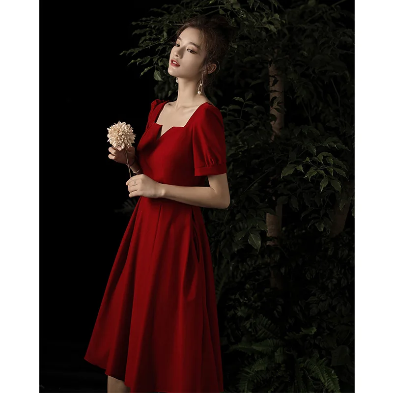 Совершенно новый дизайн элегантное бордовое вечернее платье свадебное для