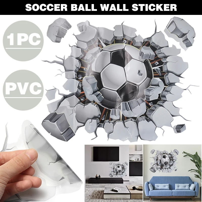 Наклейки на стену с изображением футбола 3D наклейки для детской комнаты декор